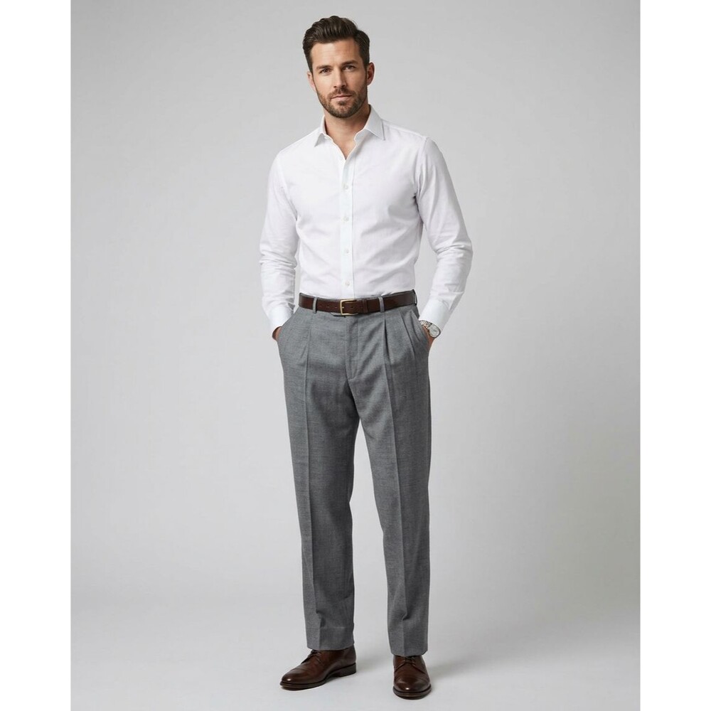 VTG Cordovan & Grey Virgin Wool Pants Mens Size 40 Gray Pleated Front Trousers